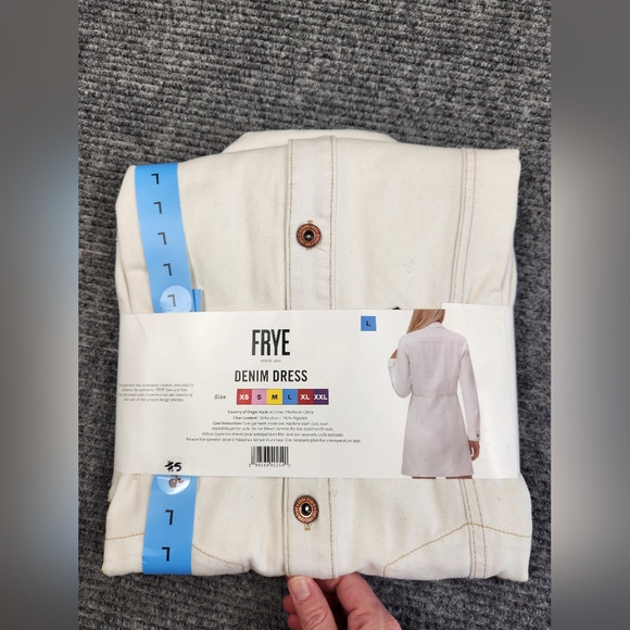 Frye Women's Denim Midi Button Front Dress Size L Ivory Wash Cowgirl NWT - Picture 5 of 7